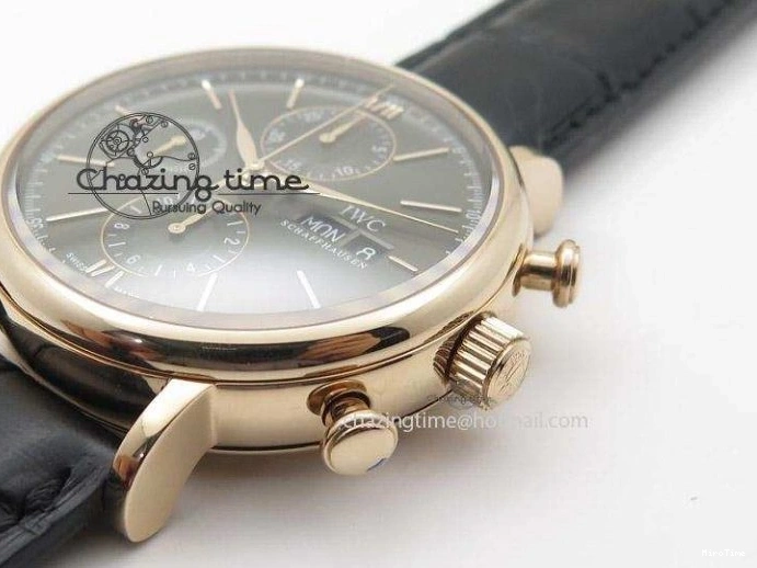 MIROTIME 0516 Portofino Chrono RG Black Dial on Black Leather Strap A HighPerformance 7389